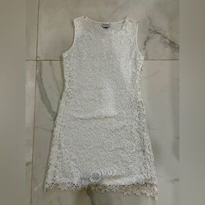 BEBE white Floral Lace Sleeveless Dress